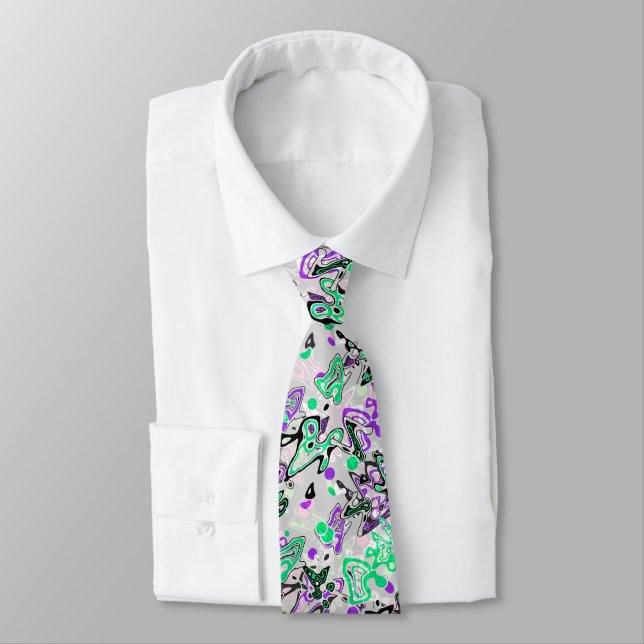 Abstract splatter brush modern stylishly fashionab neck tie (Tied)