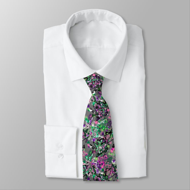 Abstract splatter brush modern stylishly fashionab neck tie (Tied)