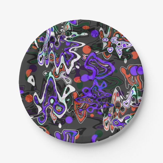 Abstract splatter brush modern stylishly fashionab paper plates (Front)