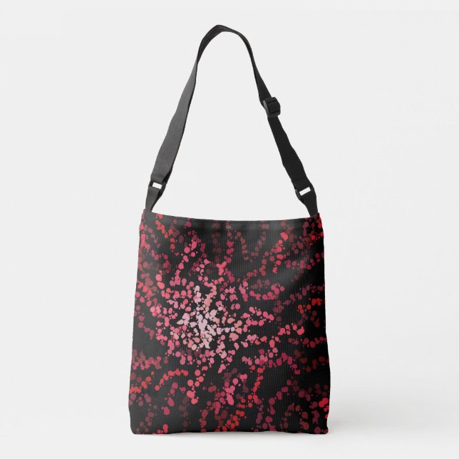 Abstract Splatter Dots Of Pinks And Reds Pattern Crossbody Bag (Back)