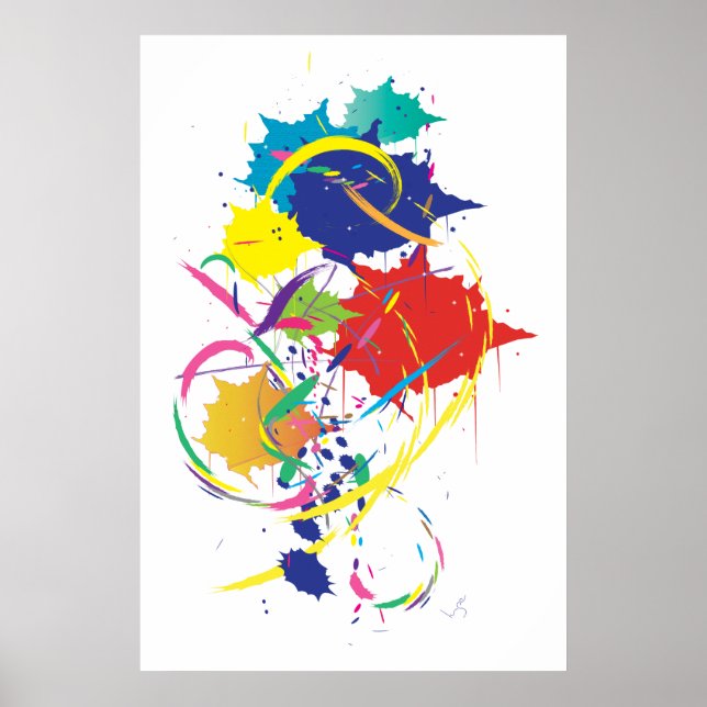 Abstract Splatter Paint Vector Digital Art Cool Poster (Front)