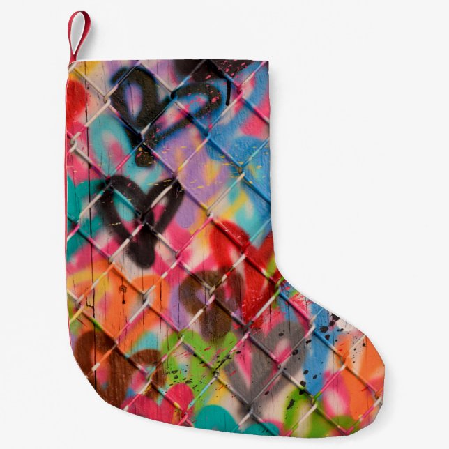 Abstract Spray Paint Texture Backgroundart,street, Small Christmas Stocking (Front)