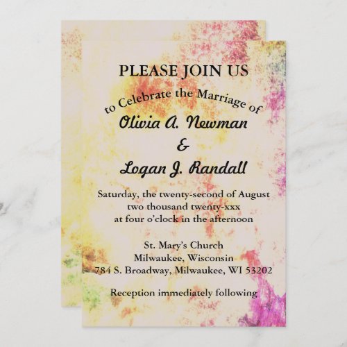 Abstract Spring Colors Add Couple Photo Invitation