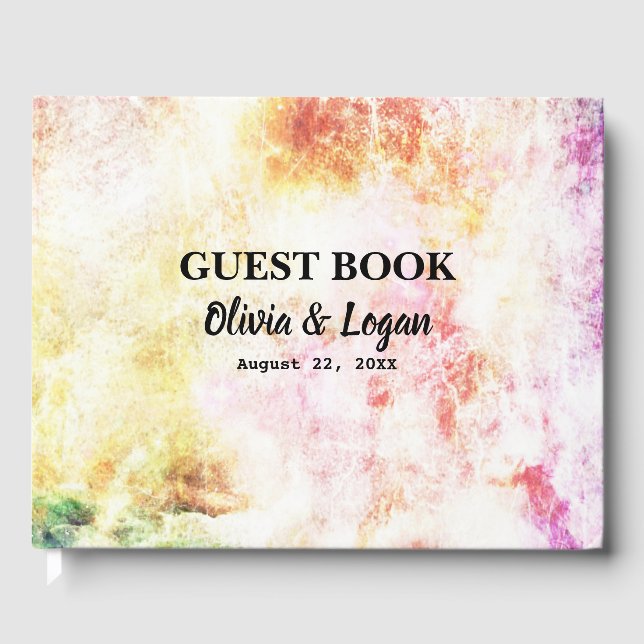 Abstract Spring Colors Wedding Guest Book (Front)