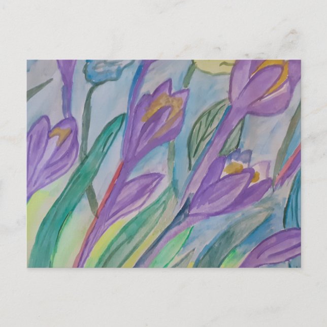 Abstract Spring Crocus Postcard (Front)