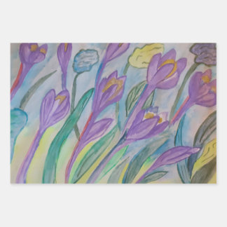 Abstract Spring Crocus Wrapping Paper Sheets