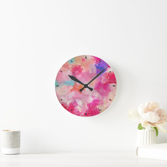 Abstract Spring Flower Field Round Clock (Home)