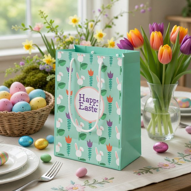 Abstract Spring Flowers Easter Medium Gift Bag (Creator Uploaded)