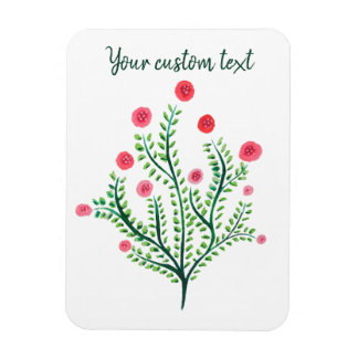 Abstract Spring Plant Ink Drawing Custom Text Magnet