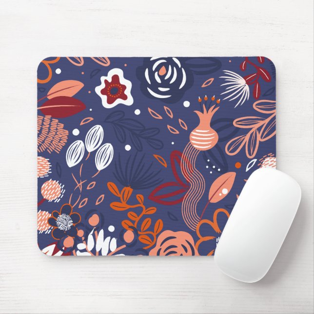 Abstract Spring Purple Floral Pattern Mouse Pad (With Mouse)