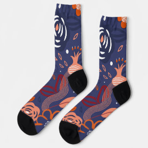 Abstract Spring Purple Floral Pattern Socks