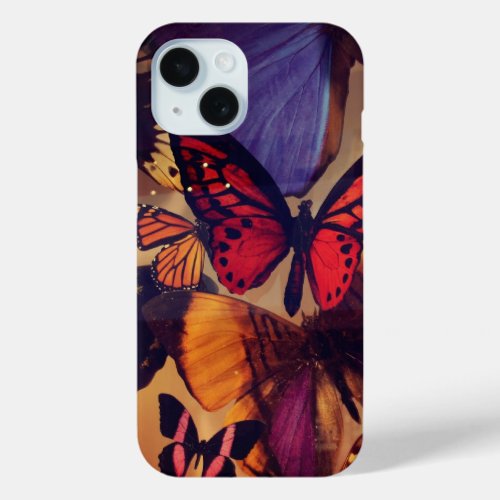 abstract spring purple orange burgundy butterfly iPhone 15 case