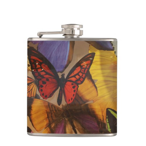 abstract spring purple orange burgundy butterfly flask
