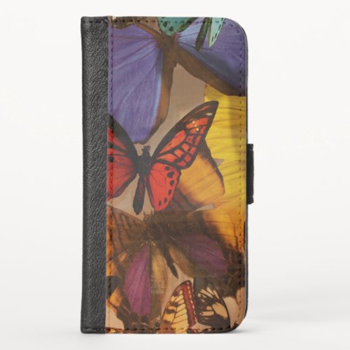 abstract spring purple orange burgundy butterfly iPhone x wallet case