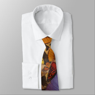 abstract spring purple orange burgundy butterfly neck tie