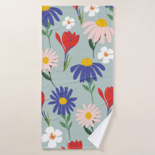 Abstract spring seamless pattern with colorful flo bath towel