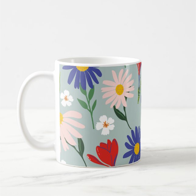 Abstract spring seamless pattern with colorful flo coffee mug (Left)