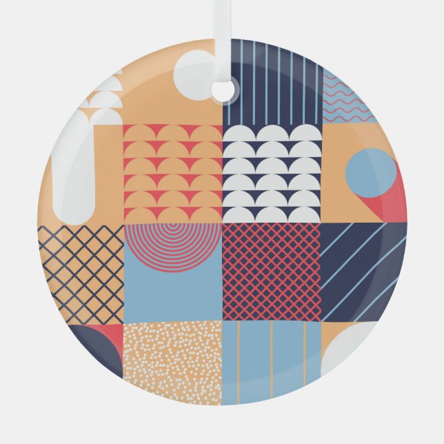 Abstract square artwork: geometric design. glass ornament (Front)