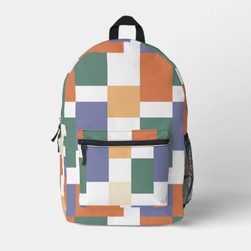 Abstract Square Shapes Pattern  Printed Backpack