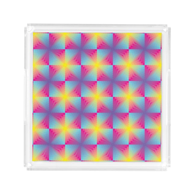 Abstract square vector mosaic acrylic tray (Front)