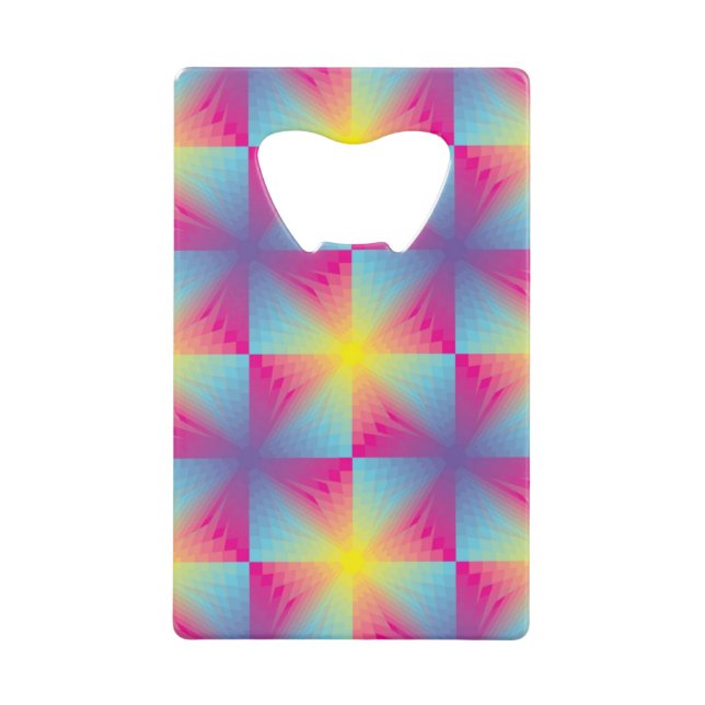 Abstract square vector mosaic credit card bottle opener (Front)
