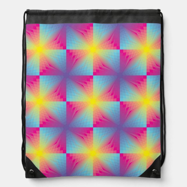 Abstract square vector mosaic drawstring bag (Front)