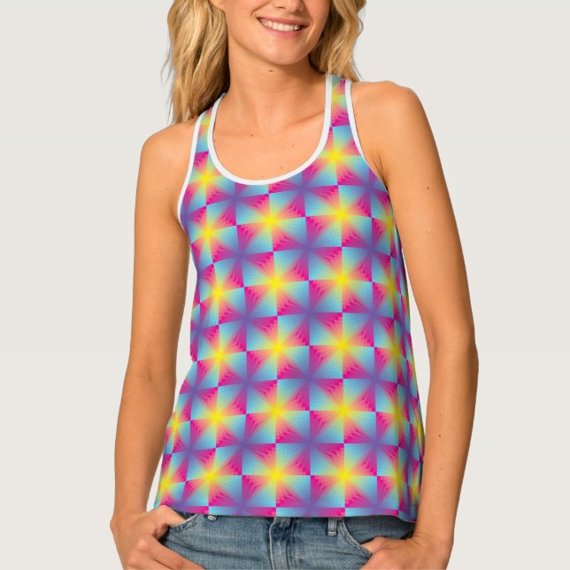 Abstract square vector mosaic tank top (Front)