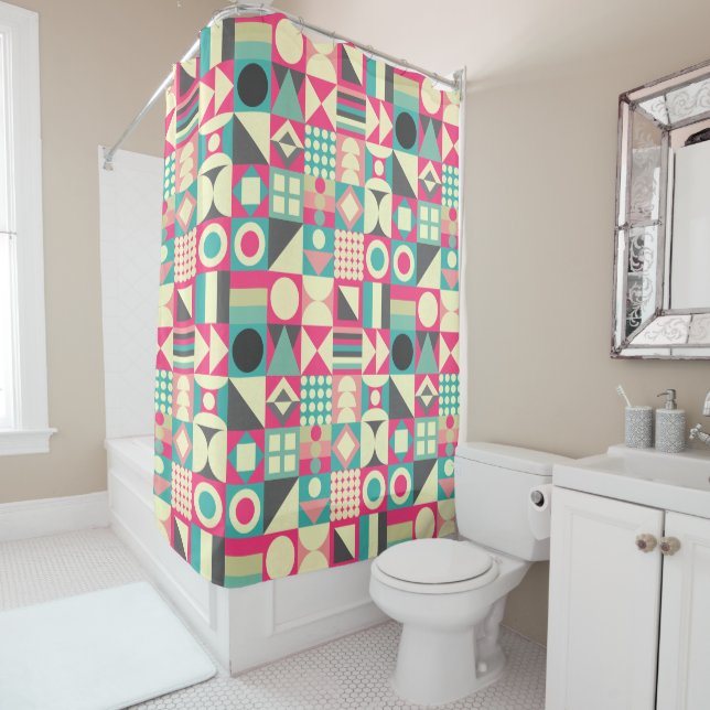 Abstract Squares 110419 Shower Curtain (In Situ)