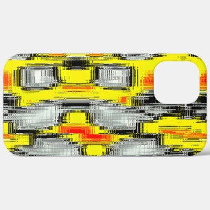 Abstract squares formed from scratches over yellow iPhone 12 pro max case