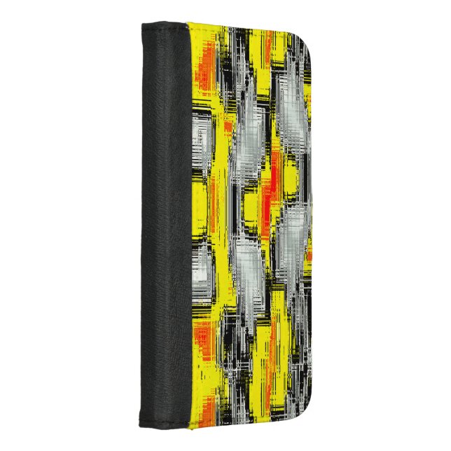 Abstract squares formed from scratches over yellow iPhone wallet case (Right)