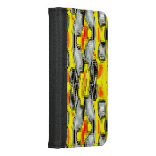 Abstract squares formed from scratches over yellow iPhone 8/7 wallet case