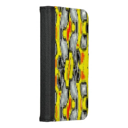Abstract squares formed from scratches over yellow iPhone 87 wallet case