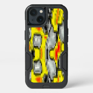 Abstract squares formed from scratches over yellow iPhone 13 case