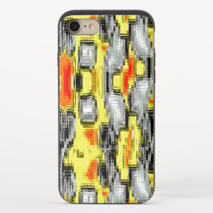 Abstract squares formed from scratches over yellow iPhone 8/7 slider case