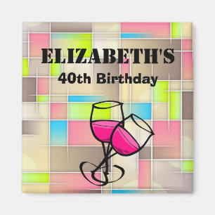 Abstract Squares Geometric Pattern Birthday Magnet