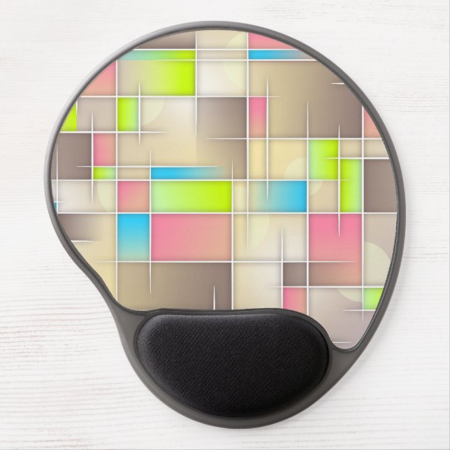 Abstract squares, grids, pink, brown, lime, beige. gel mouse pad (Front)