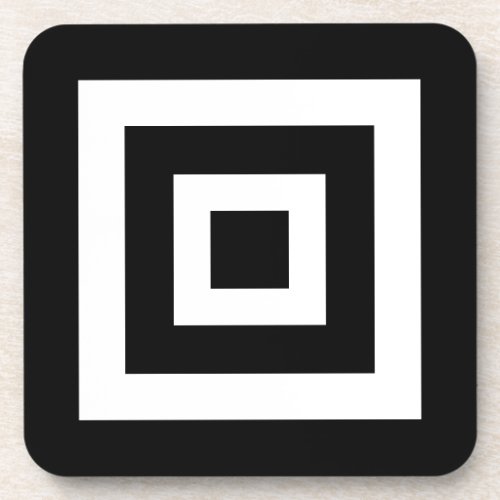 Abstract Squares in Black  White Beverage Coaster