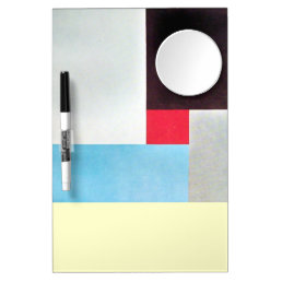 ABSTRACT SQUARES MONOGRAM ,red blue grey black Dry Erase Board With Mirror