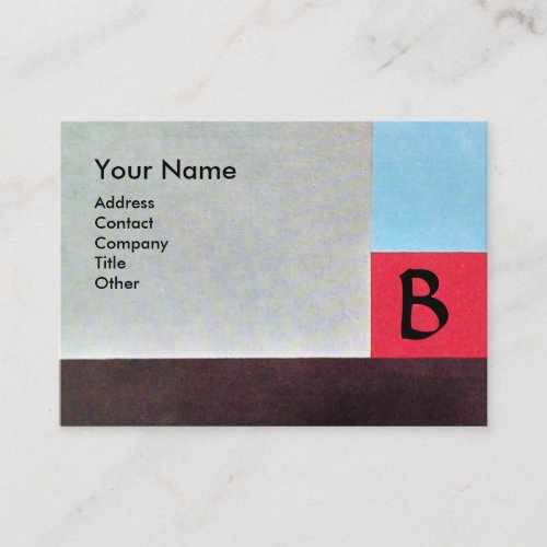 ABSTRACT SQUARES MONOGRAM red blue grey brown Business Card