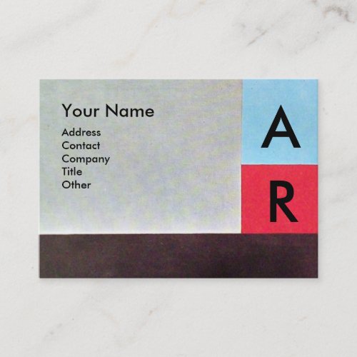 ABSTRACT SQUARES MONOGRAM red blue grey brown Business Card