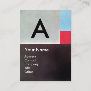 ABSTRACT SQUARES MONOGRAM ,red blue grey brown Business Card
