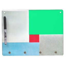 ABSTRACT SQUARES MONOGRAM ,red blue grey green Dry Erase Board With Keychain Holder