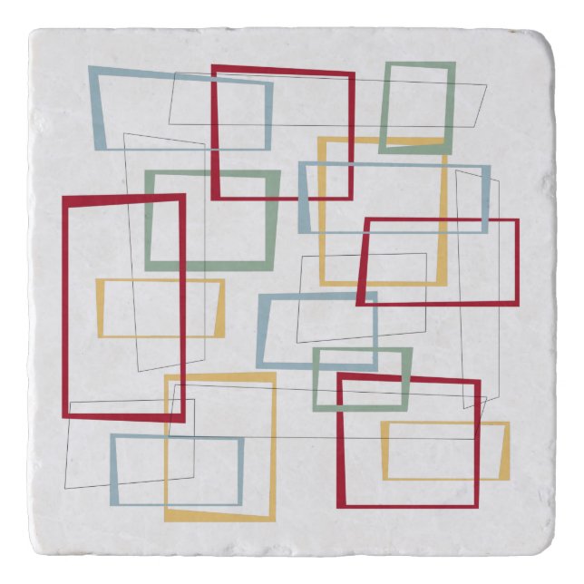 Abstract Squares Retro Mid-century Modern Trivet (Front)