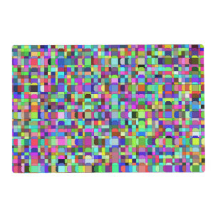 Abstract Squares Shapes Multicolor Laminated Placemat