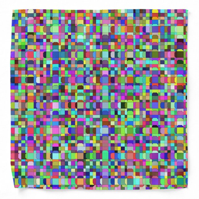 Abstract Squares Shapes Multicolor Pattern Bandana (Front)
