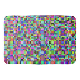 Abstract Squares Shapes Multicolor Pattern Bath Mat