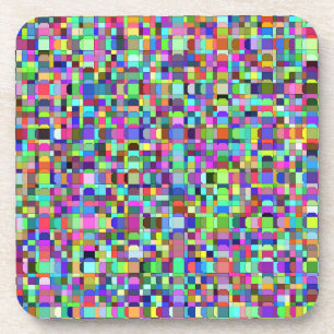 Abstract Squares Shapes Multicolor Pattern Beverage Coaster
