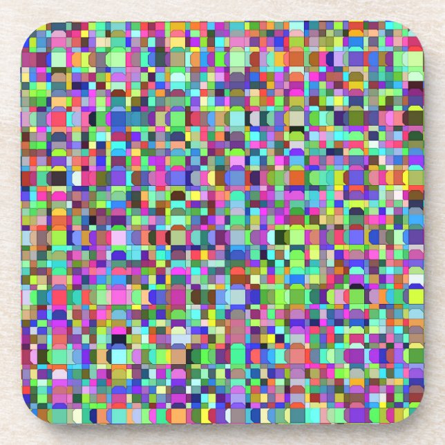 Abstract Squares Shapes Multicolor Pattern Beverage Coaster (Front)