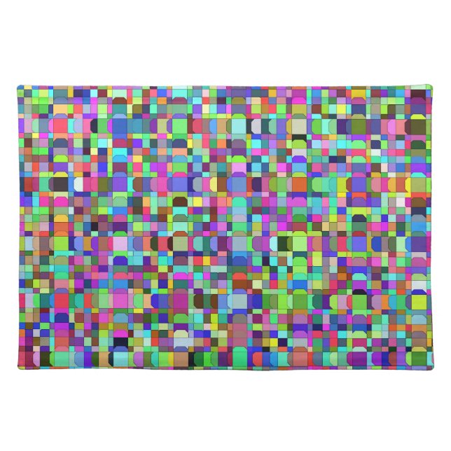 Abstract Squares Shapes Multicolor Pattern Cloth Placemat (Front)