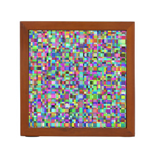 Abstract Squares Shapes Multicolor Pattern Desk Organizer